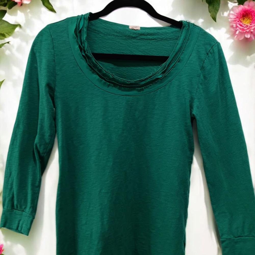 J. Crew Green 3/4 Sleeve Shirt